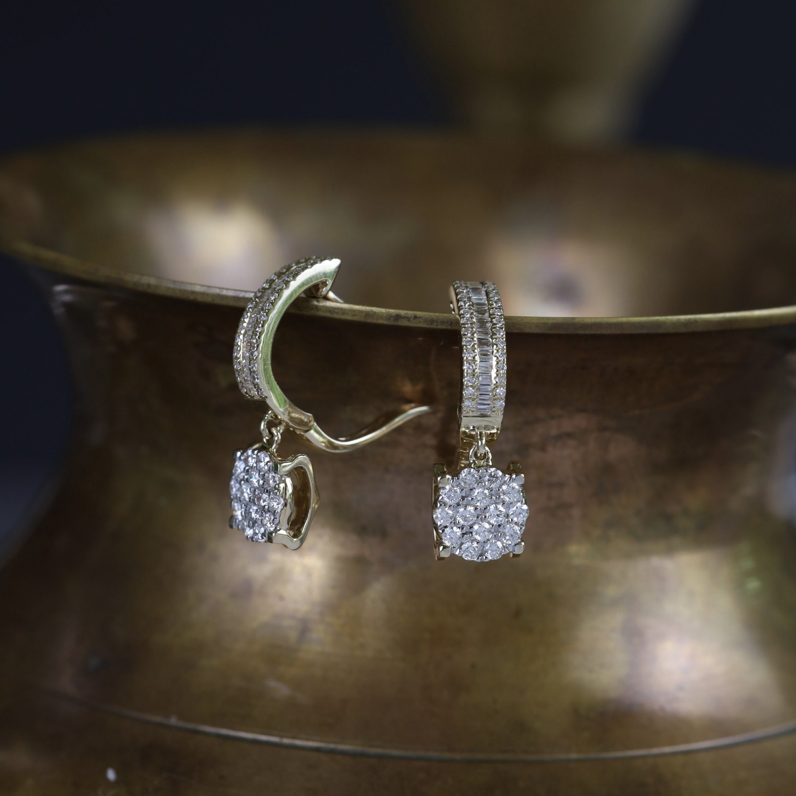 .70 CTW Diamond Dangling Earrings 14k Yellow Gold JS153E-YG