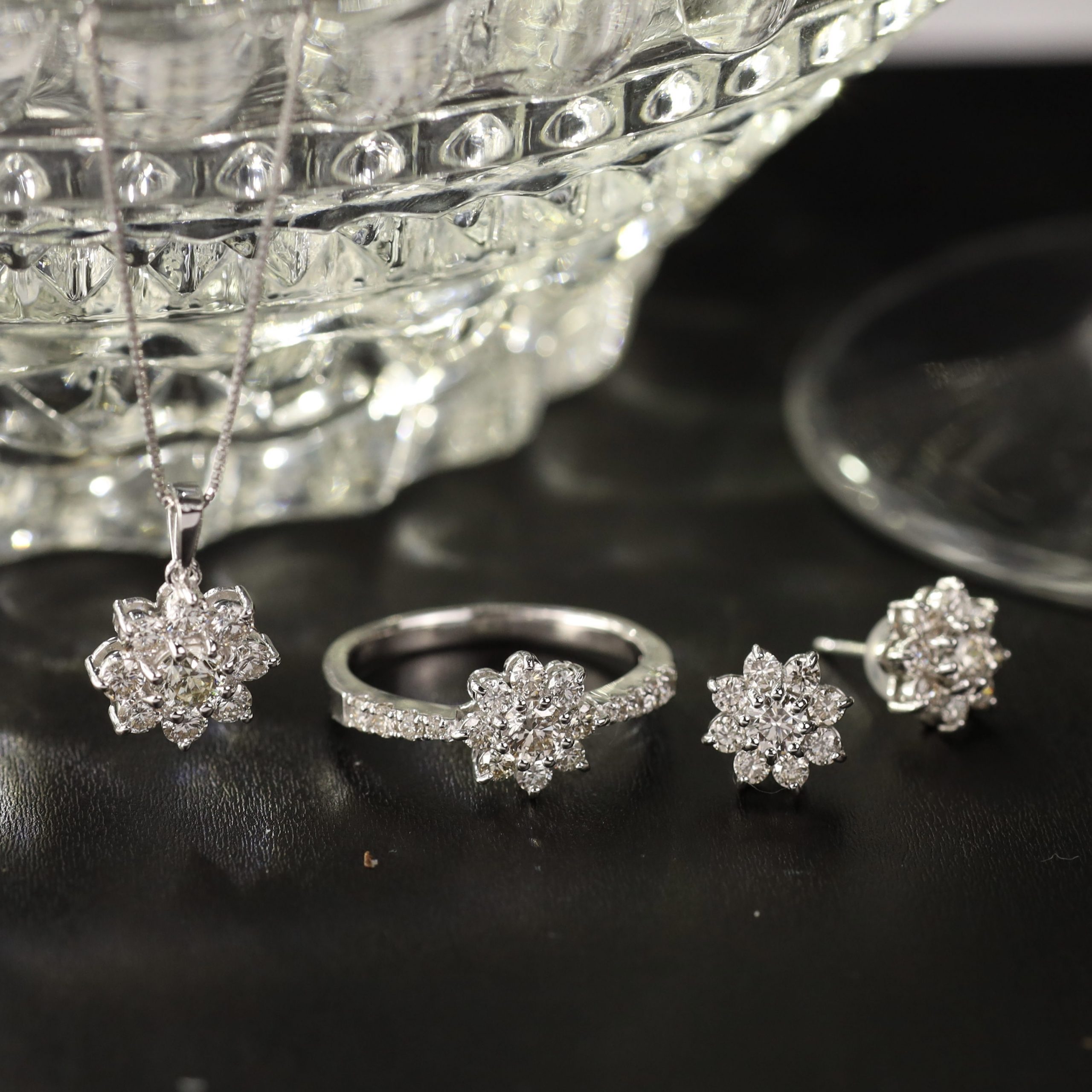 2.10 CTW Diamond Earrings, Ring & Necklace 18k White Gold JS155-WG