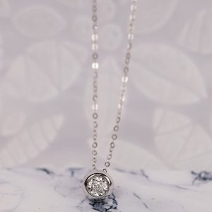 .025 Carat Diamond Necklace 18k White Gold JS49W-N