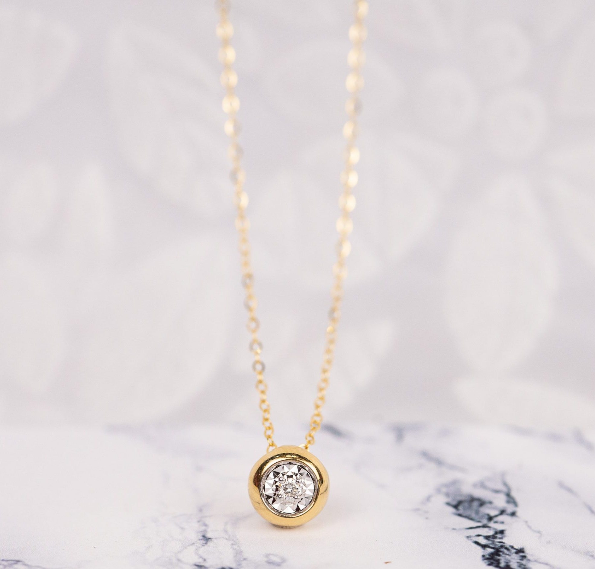 .023 Carat Diamond Necklace 18k Twotone Gold JS49N-YG