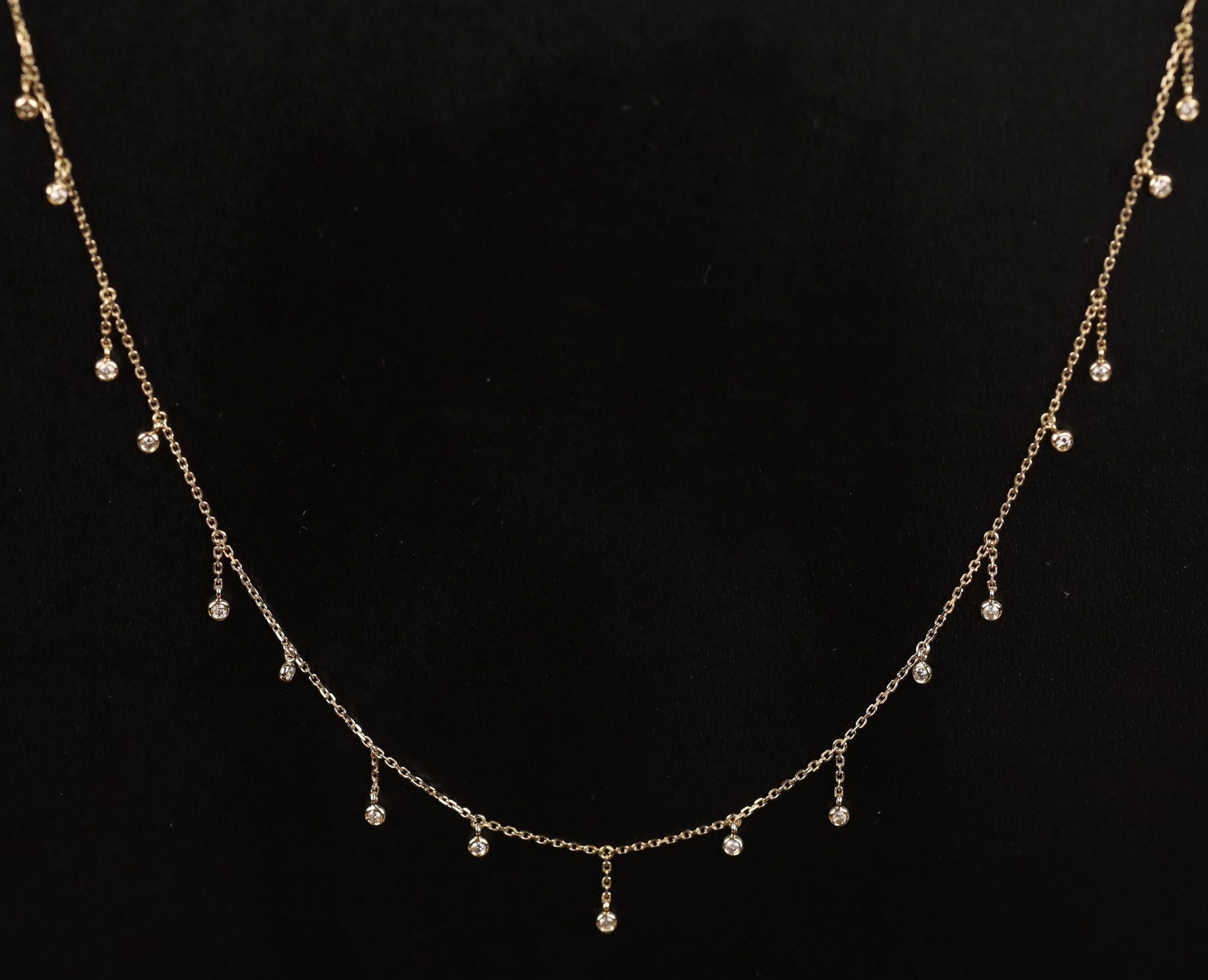 .25 CTW Diamond Station Necklace 18k Yellow Gold N136Y