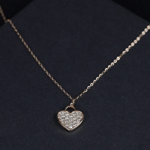 .45 CTW Diamond Heart Necklace 18K Rose Gold N150R