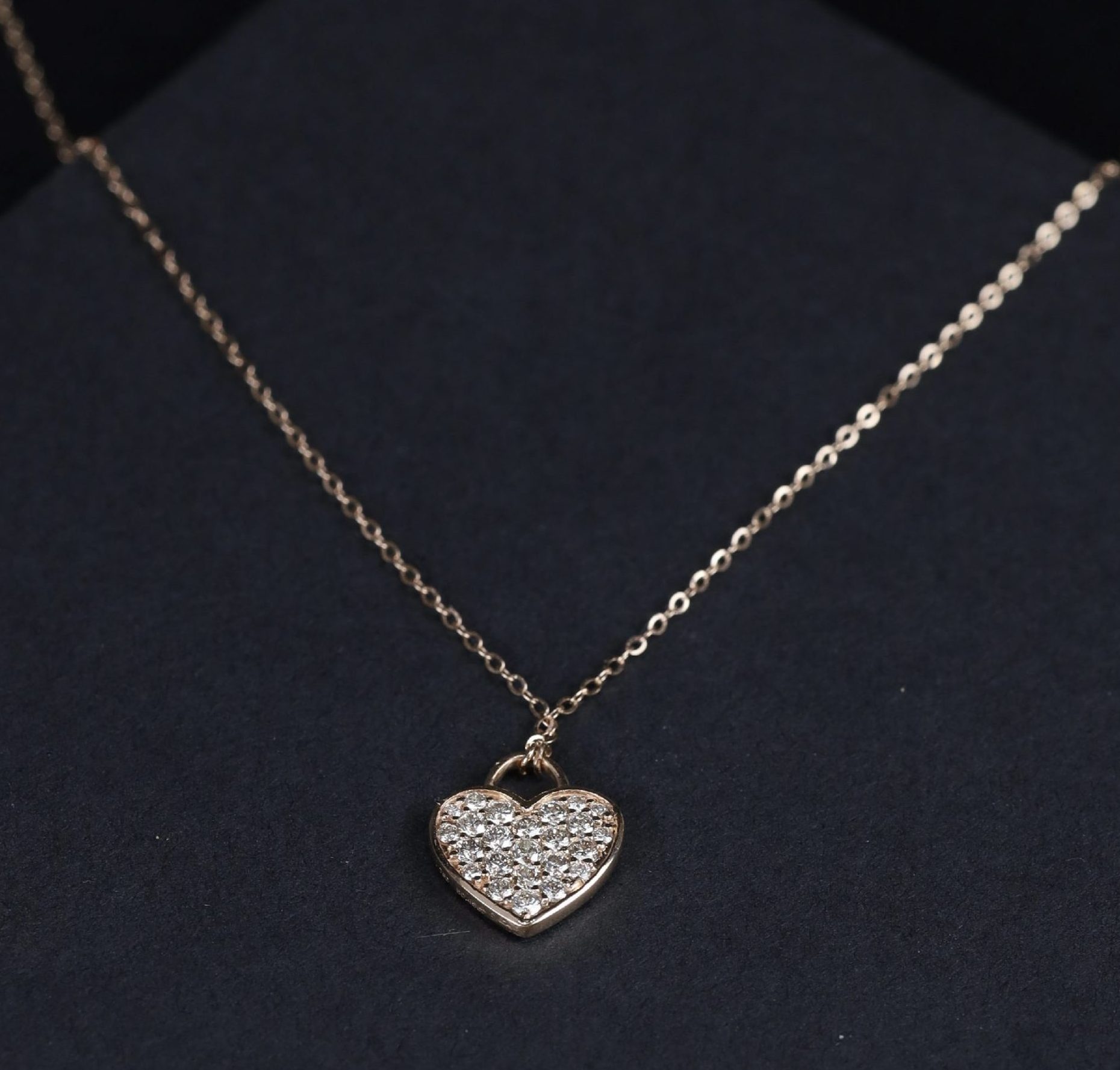 .45 CTW Diamond Heart Necklace 18K Rose Gold N150R