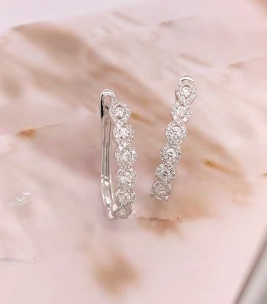 .75 CTW Diamond Clip Earrings 14k White Gold JS146E