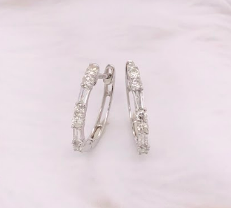 .36 CTW Diamond Loop Earrings 18k White Gold E704W