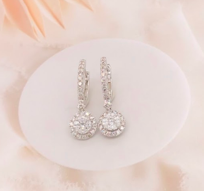 .82 CTW Diamond Dangling Earrings 18k White Gold E715W