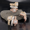 2.65 CTW Diamond Earrings & Ring Set 14k Tricolor Gold JS150