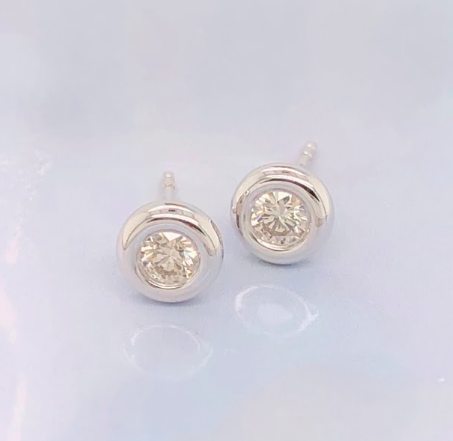 .30 CTW Diamond Donut Earrings 18k White Gold E372W