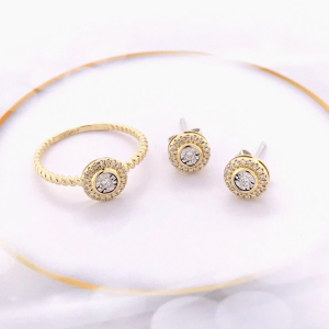 .186 CTW Diamond Earrings & Ring Set Twotone Gold JS129-YG