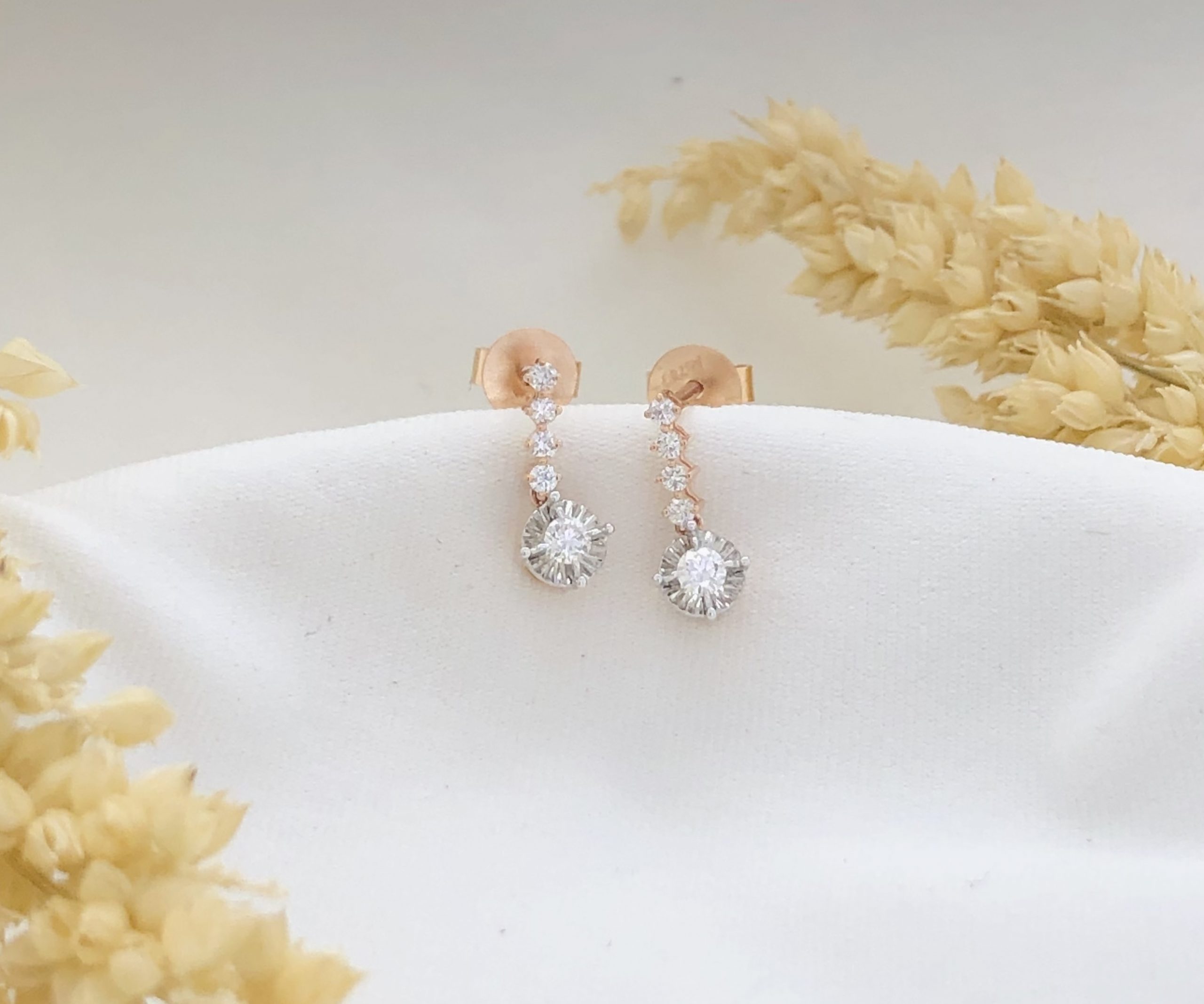 .15 CTW Diamond Dangling Earrings 18k Twotone Gold E661R