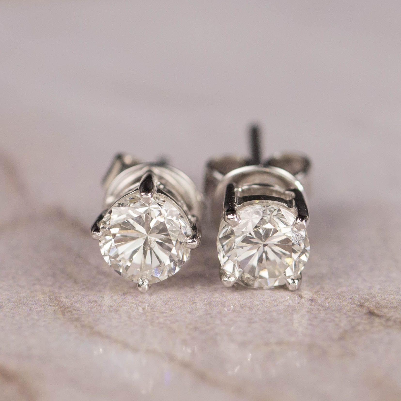 1.70 CTW Diamond Stud Earrings 14k White Gold E791