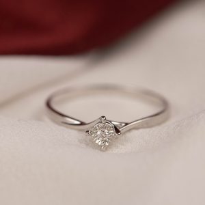 .025 Carat Diamond Engagement Ring 18k White Gold ER615