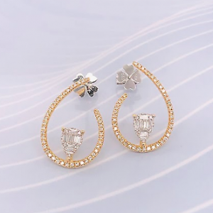 .37 CTW Diamond Earrings 14k Twotone Gold E718Y