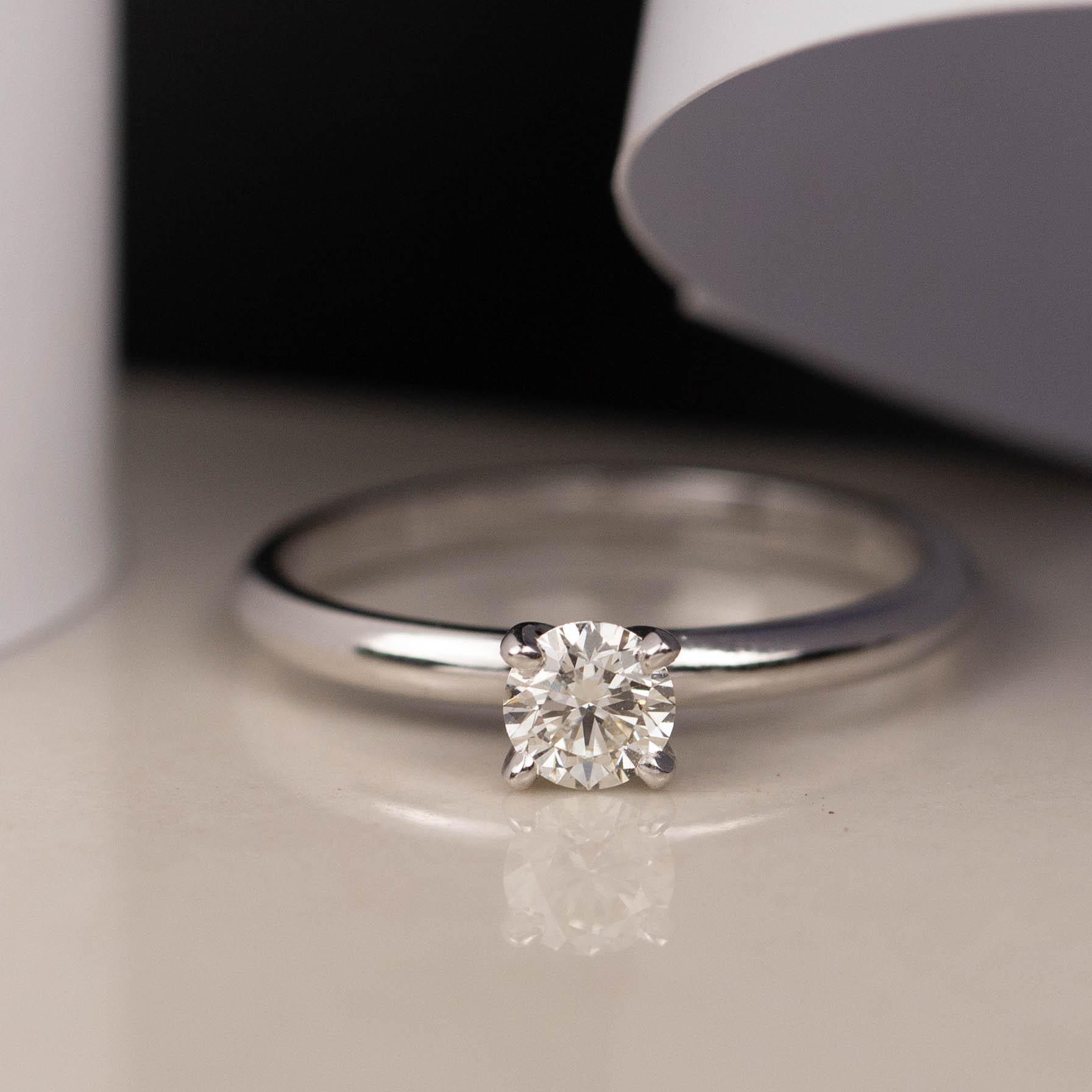 GIA-Certified .31 Carat Diamond Engagement Ring 14K White Gold ER709