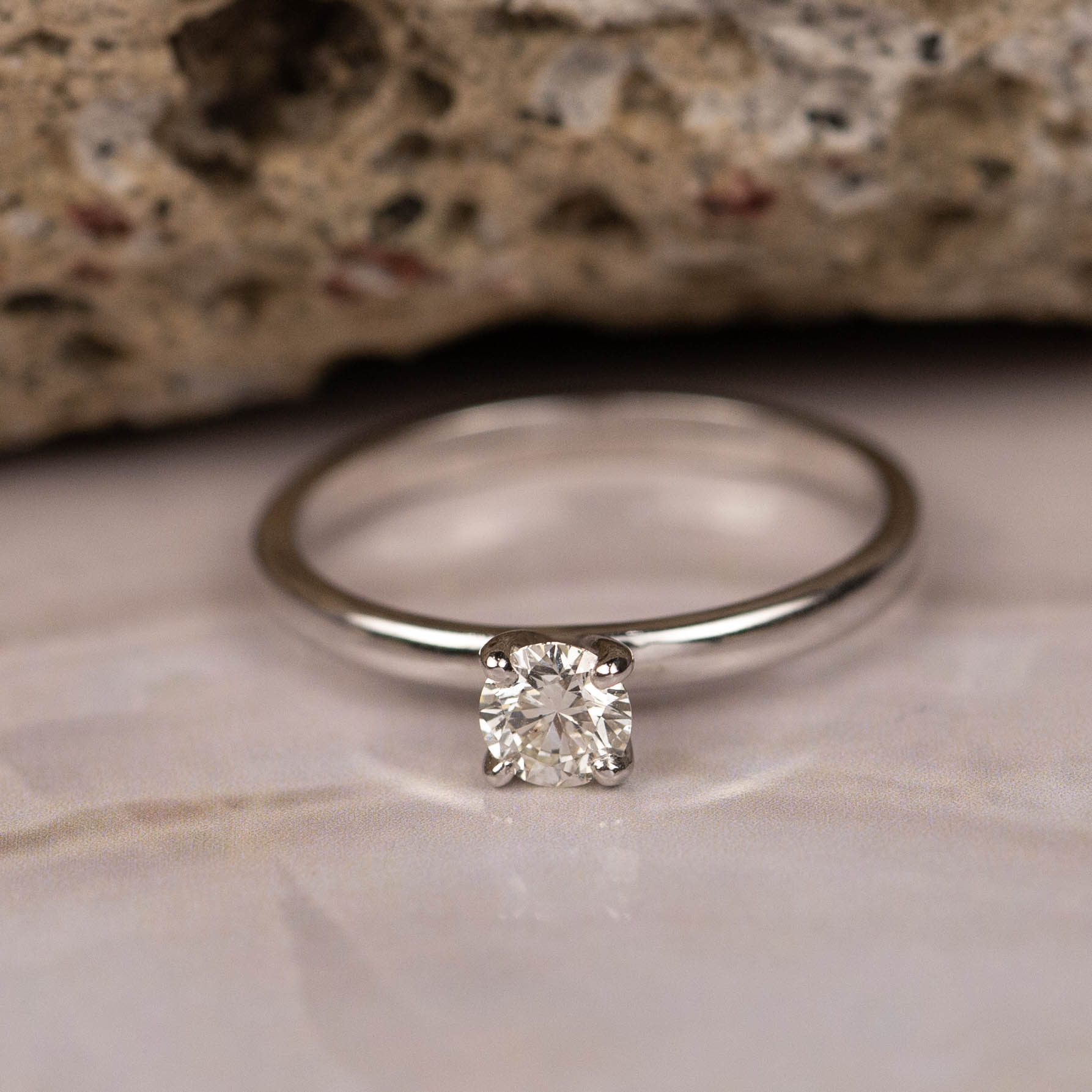 GIA-Certified .30 Carat Diamond Engagement Ring 18k White Gold ER712