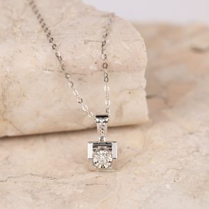.019 Carat Diamond Necklace 18k White Gold JS107N-WG