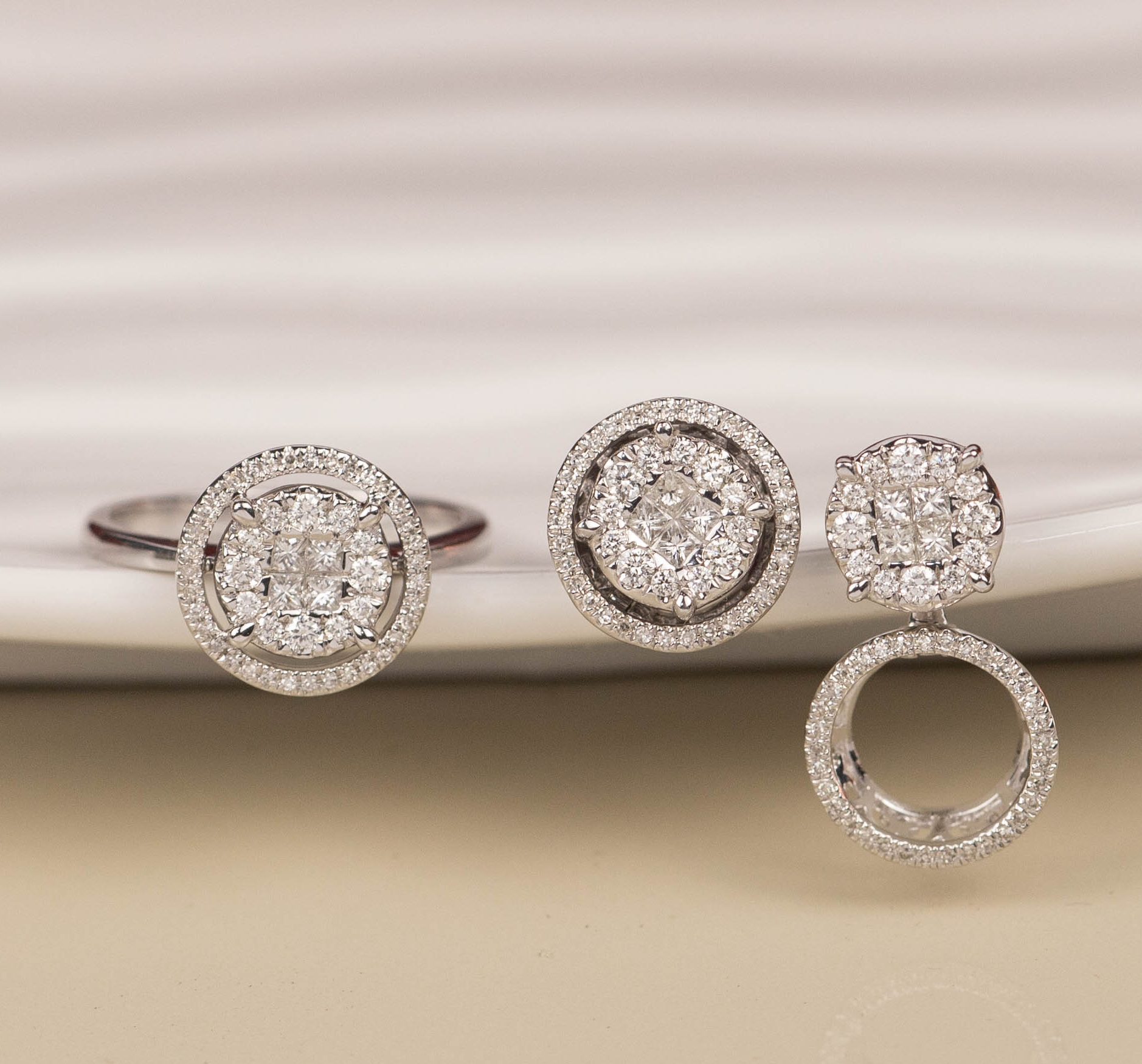 1.18 CTW Diamond Earrings & Ring 14k White Gold JS164
