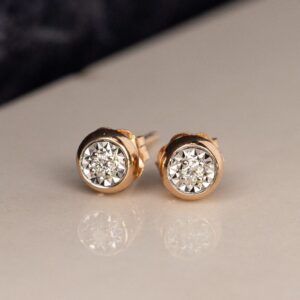 .03 CTW Diamond Illusion donut Earrings 18k Twotone Gold JS49E-RG