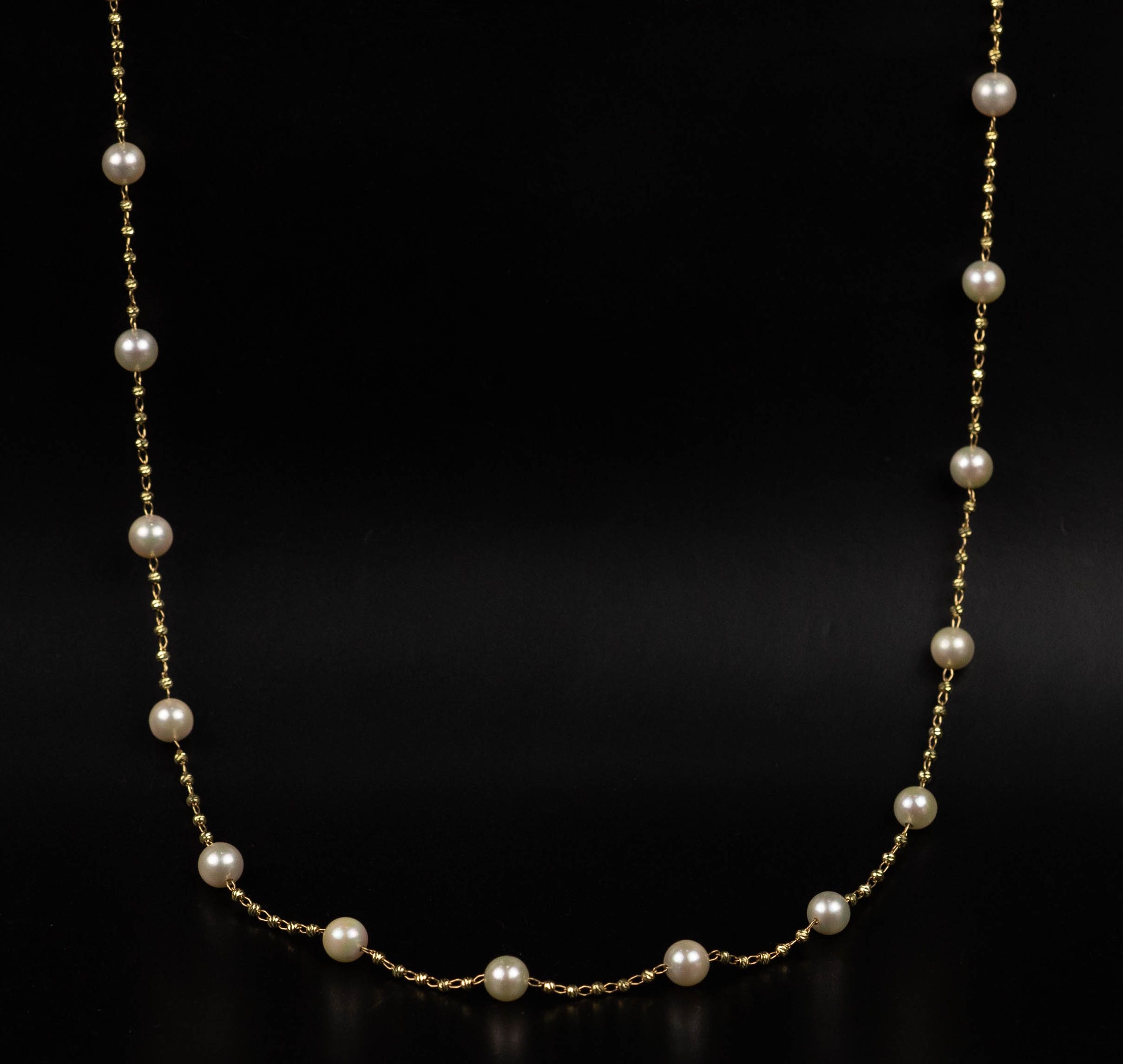 6mm-6.4mm Akoya Pearl Necklace 18k Yellow Gold N193