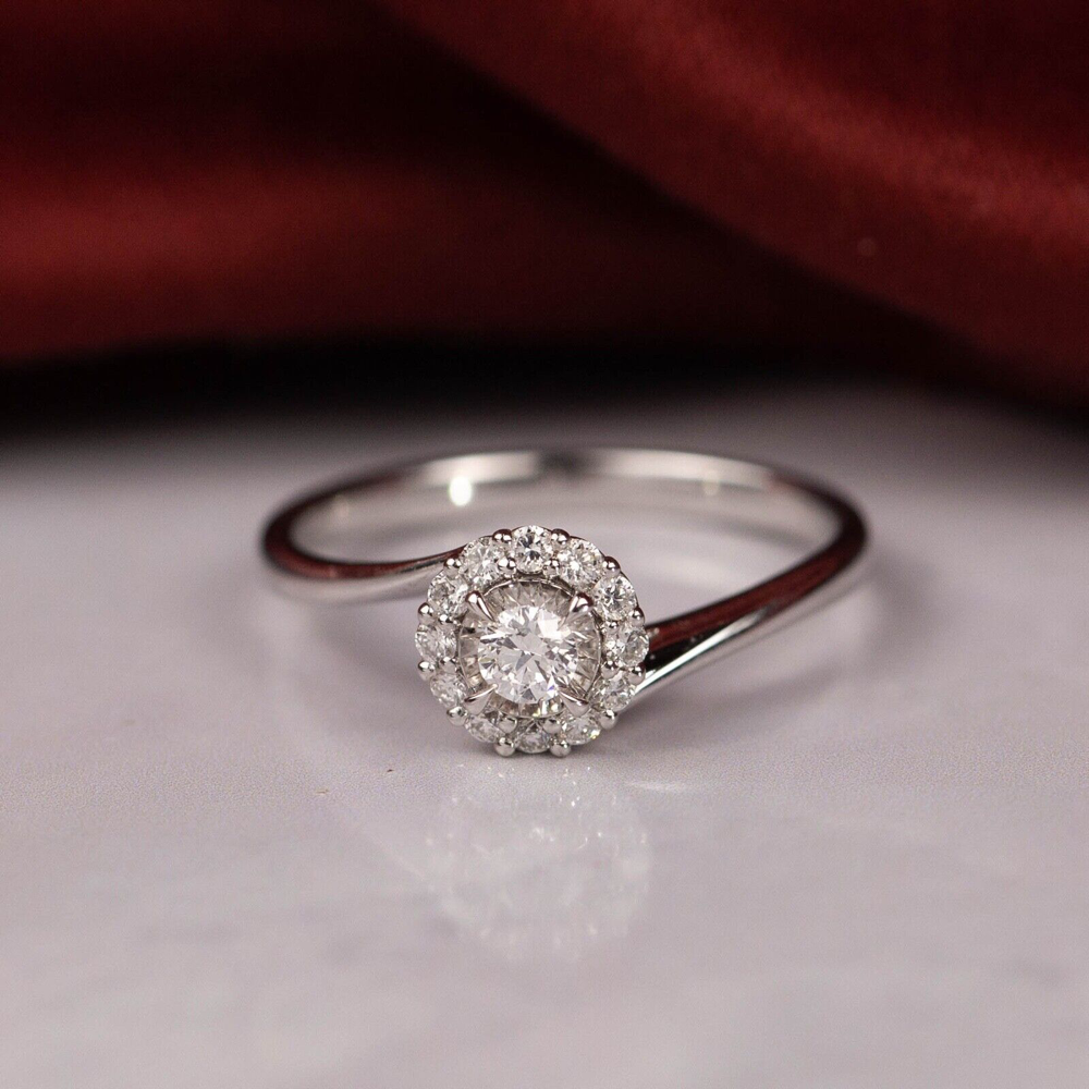 .246 CTW Diamond Engagement Ring 18k White Gold ER728