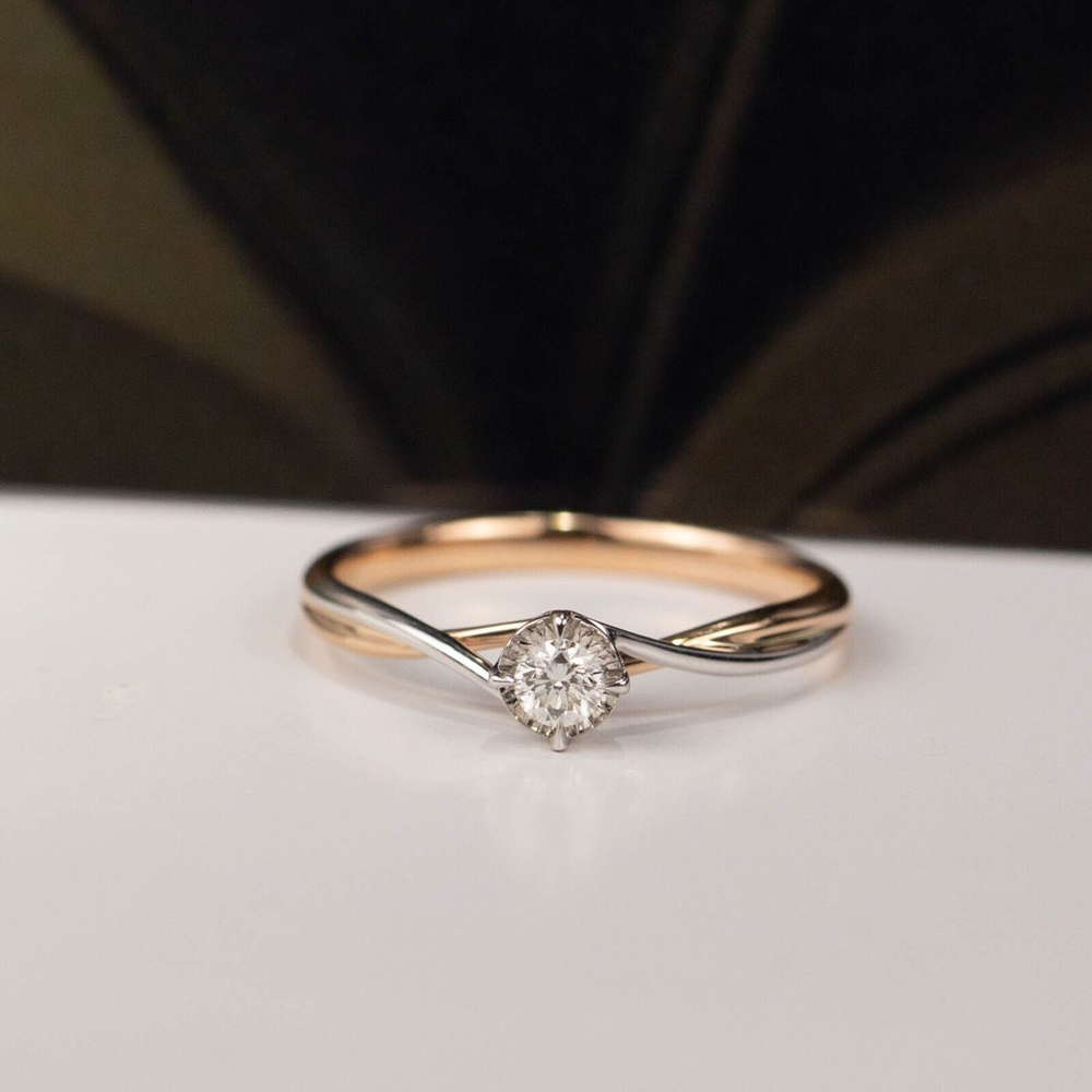 .119 Carat Diamond Engagement Ring 18k Twotone Gold ER726