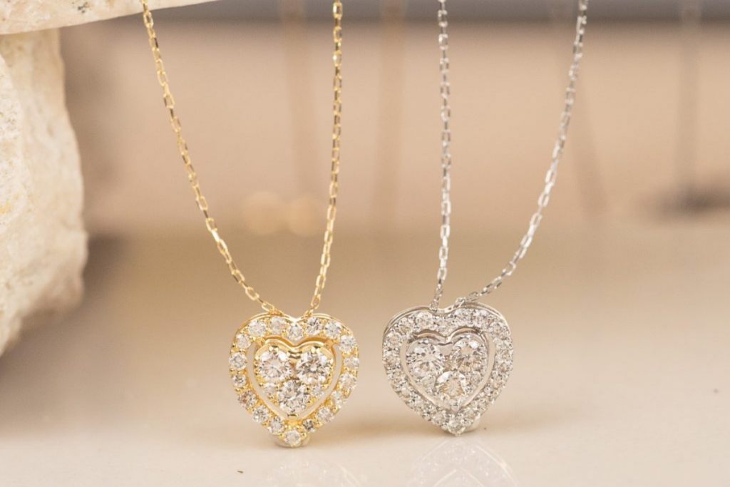 .30 CTW Heart-Shaped Pendant Diamond Necklace in 18K Yellow And White Gold