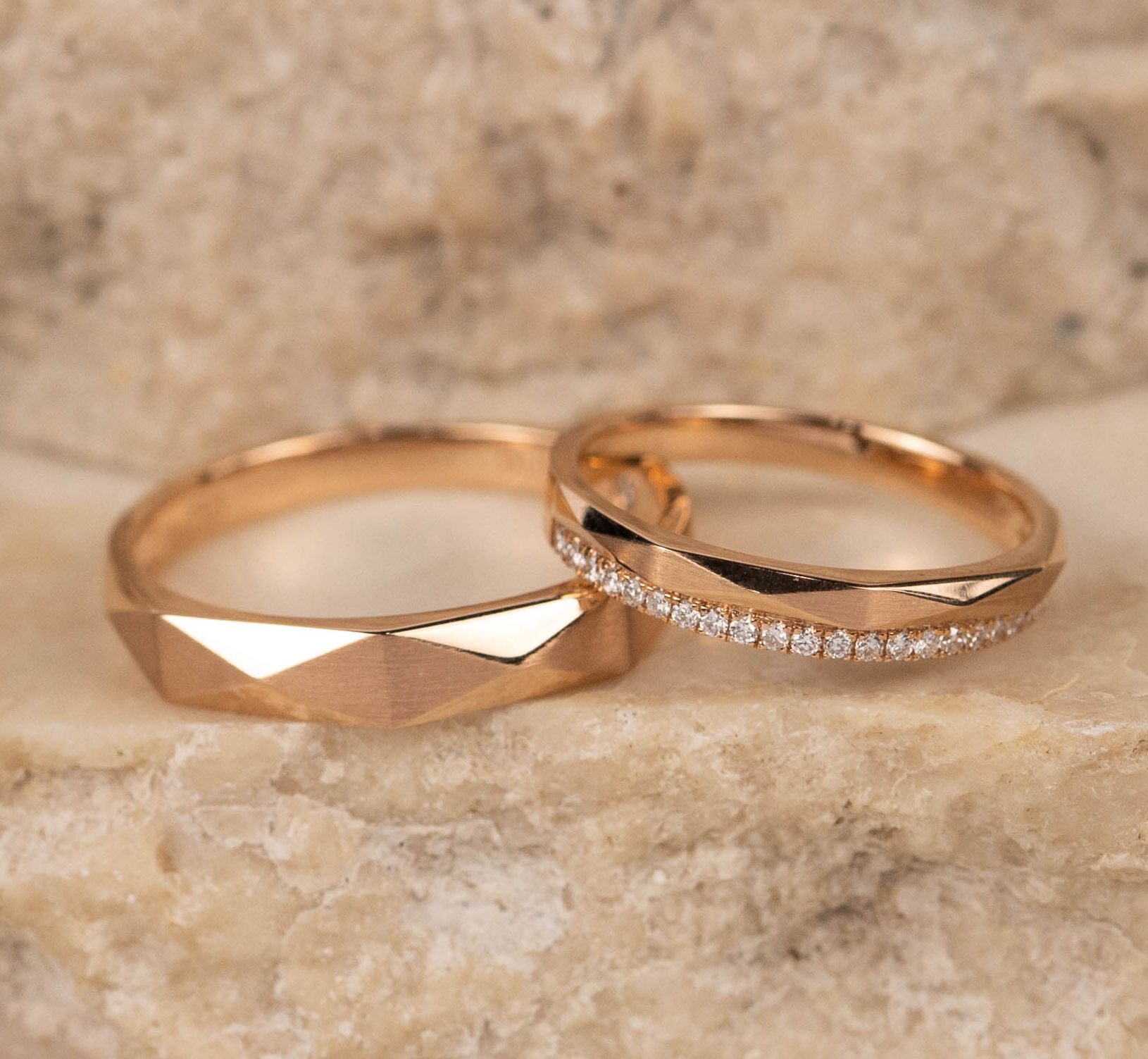 .13 CTW Matte Diamond Wedding Ring 18k Rose Gold WR301