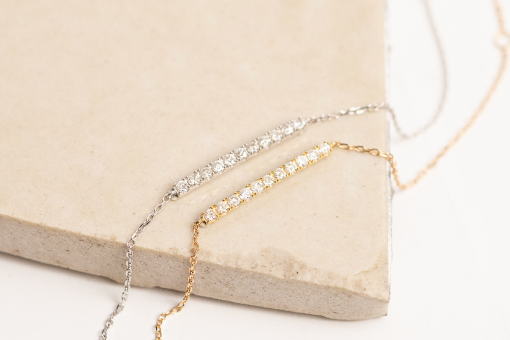 Diamond Bracelet in White and Gold Color