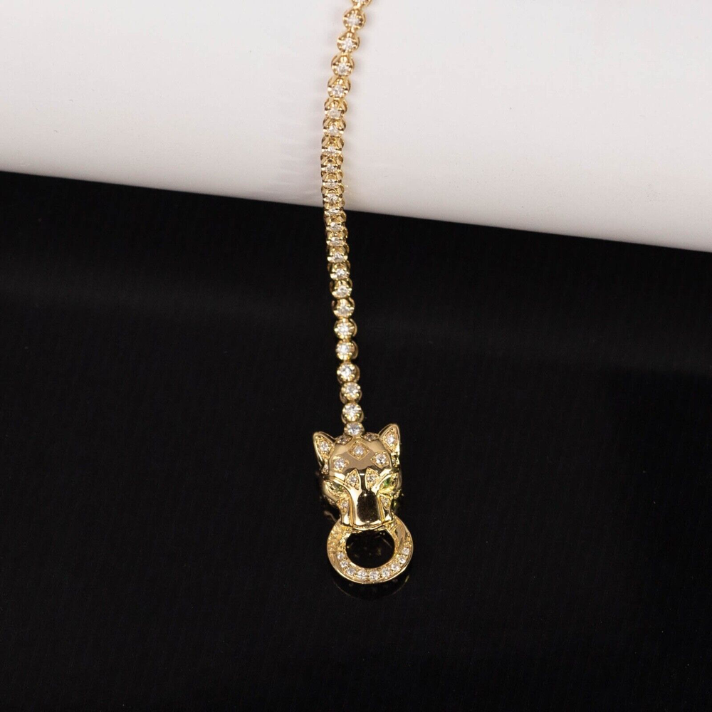 1.00 CTW Diamond Panther Bracelet 18k Yellow Gold B53Y