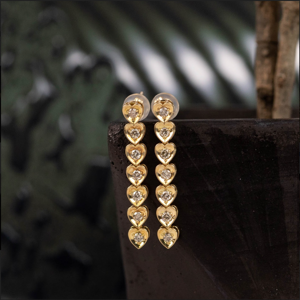 .30 CTW Diamond Dangling Earrings 18k Yellow Gold E805