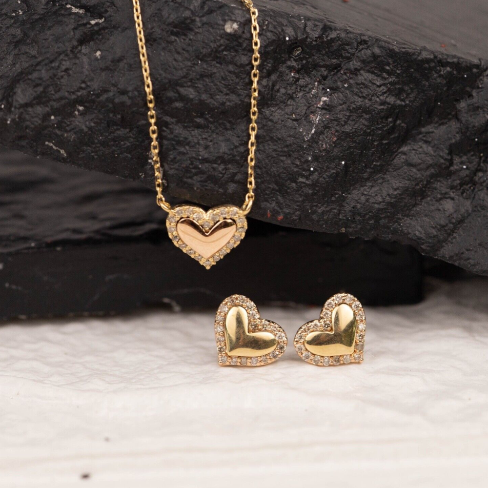 .30 CTW Diamond Earrings & Necklace 18k Twotone Gold JS167