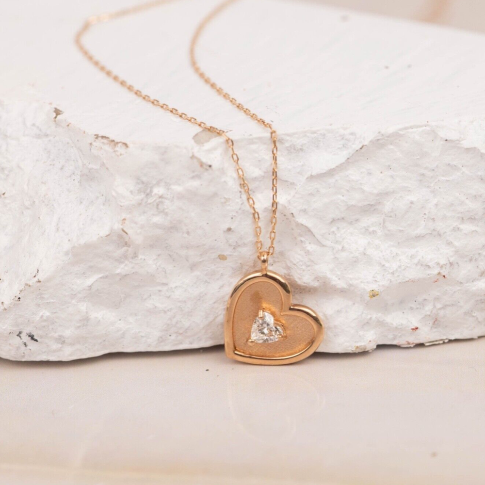 .15 Carat Heart Diamond Necklace 18k Rose Gold JS166N