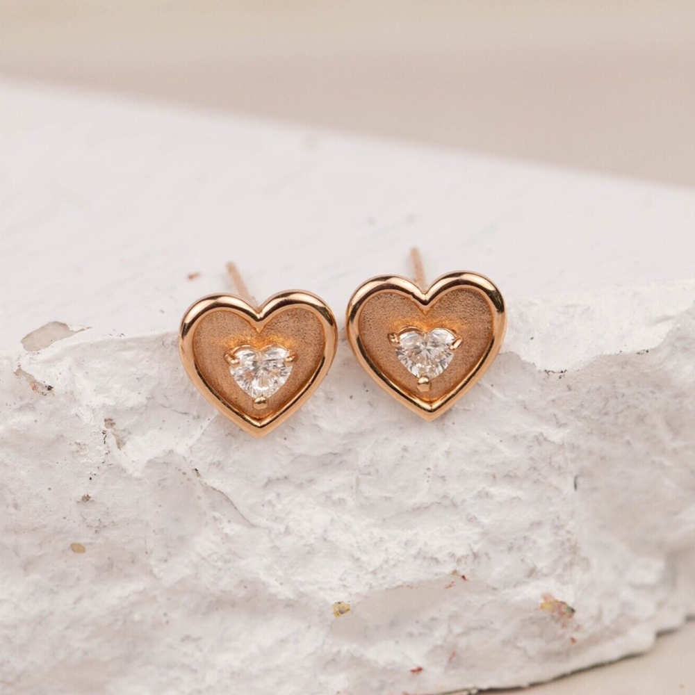 .30 CTW Diamond Heart Earrings 18k Rose Gold JS166E