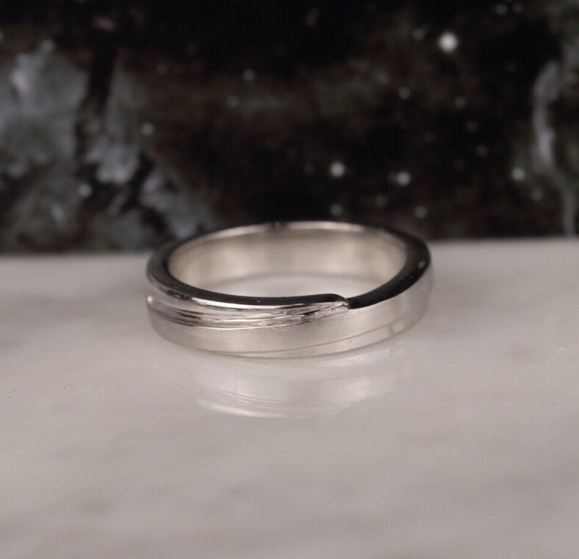 .008 Carat Diamond Men’s Wedding Ring 18k White Gold WR313