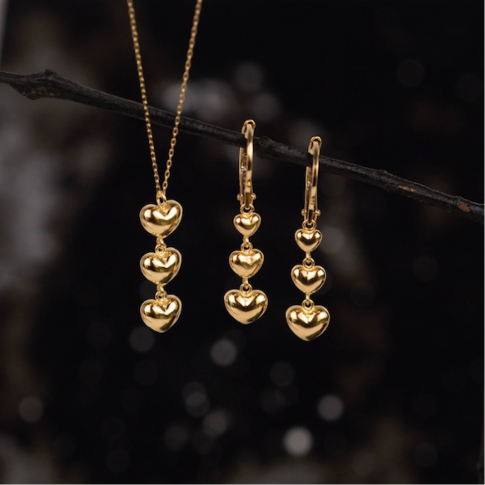 Necklace & Earrings Set 18k Yellow Gold JS168