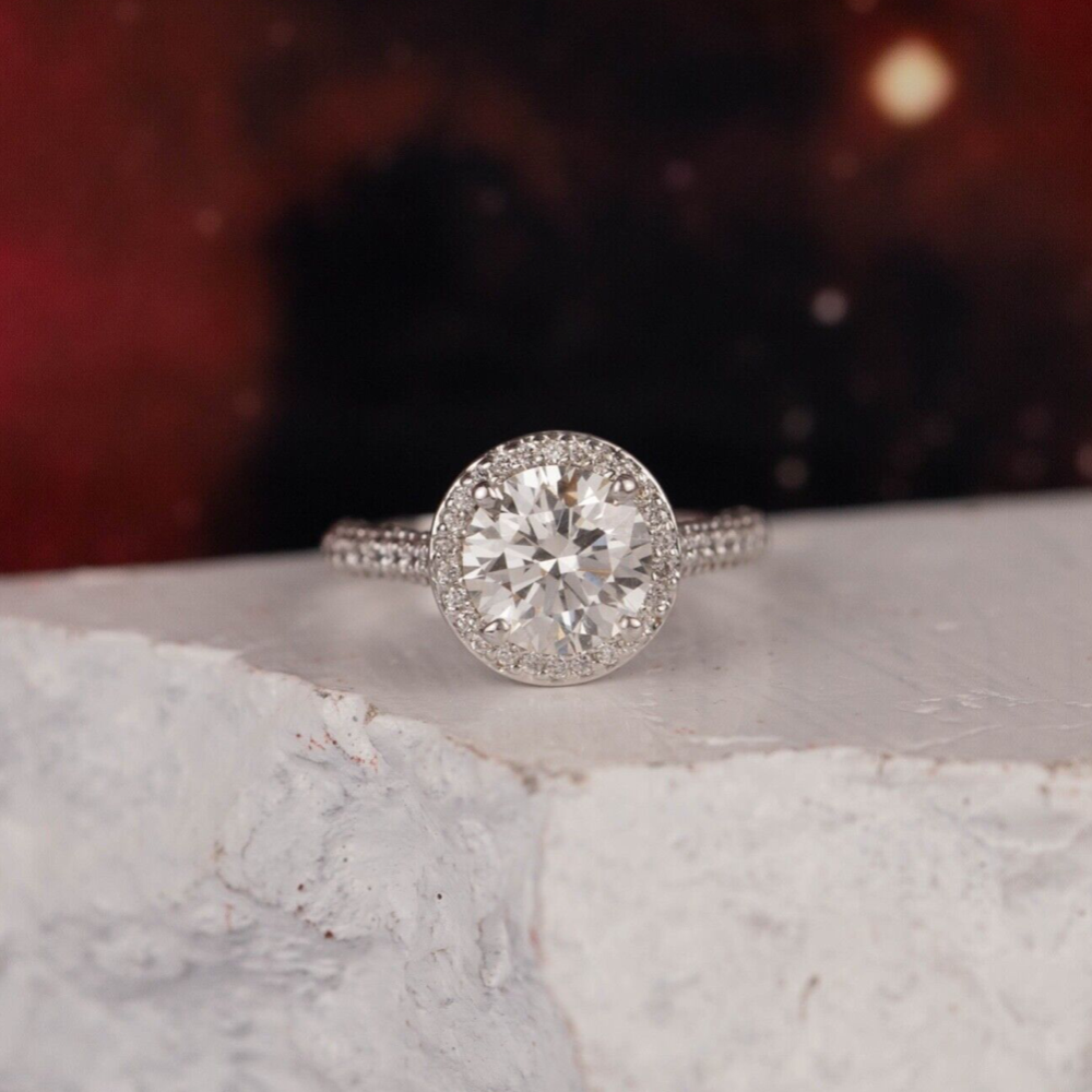 IGI Certified 2.01 Carat Diamond w/ .67 CTW Engagement Ring 18k White Gold ER775