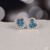 .30 CTW Blue Topaz w/ .24 CTW Diamond Earrings 18k White Gold E839