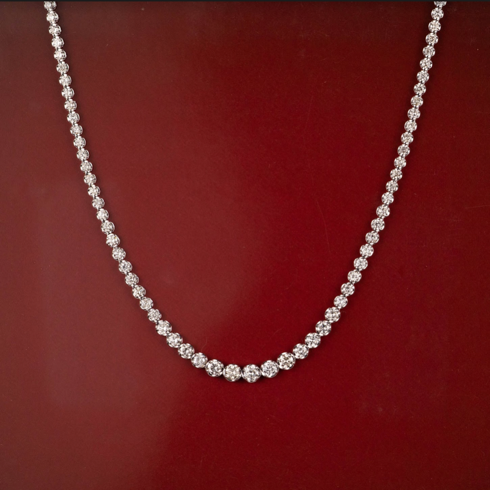10.00 CTW Diamond Tennis Necklace 18k White Gold N214