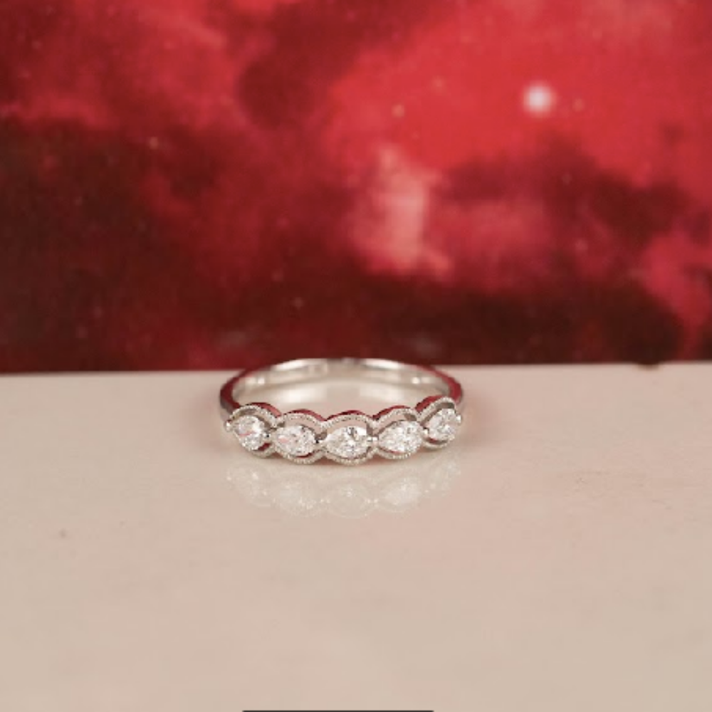 .43 CTW Diamond Half Eternity Ring 18k White Gold HE353