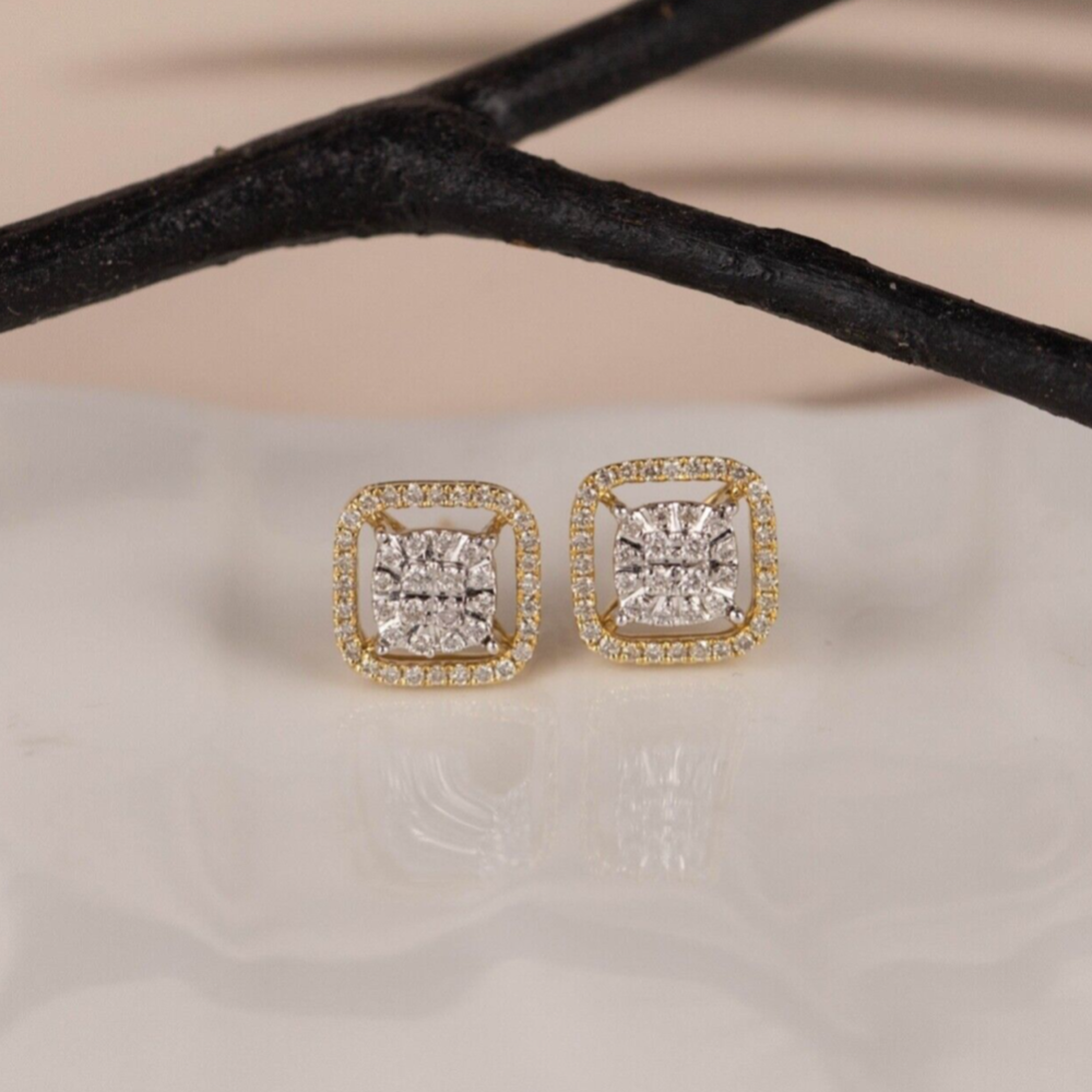 .26 CTW Diamond Earrings 18k Twotone Gold E856
