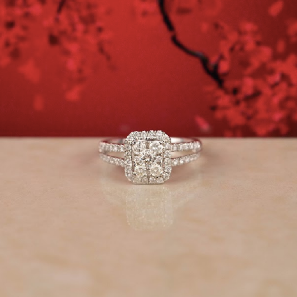 .75 CTW Diamond Engagement Ring 18k White Gold ER795