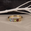.88 CTW Gemstone w/ .07 CTW Diamond Half Eternity Ring 18k Yellow Gold HE350