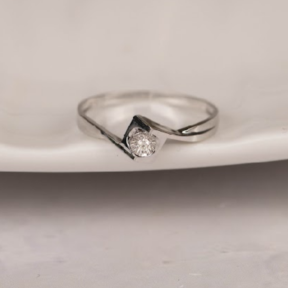 .017 Carat Diamond Engagement Ring 18k White Gold ER809 IMS (IZ)