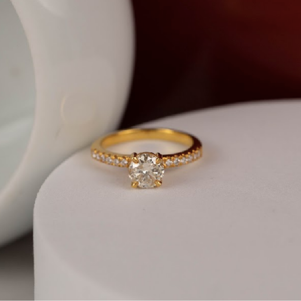 .99 CTW Diamond Engagement Ring 14K Yellow Gold ER786