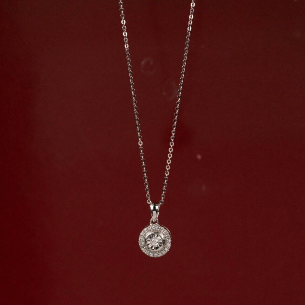 .076 CTW Diamond Necklace 14k White Gold JS129N-WG