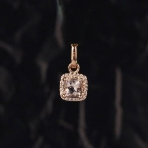 1.03 Carat Morganite w/.11 CTW Diamond Pendant 14k Rose Gold PN112
