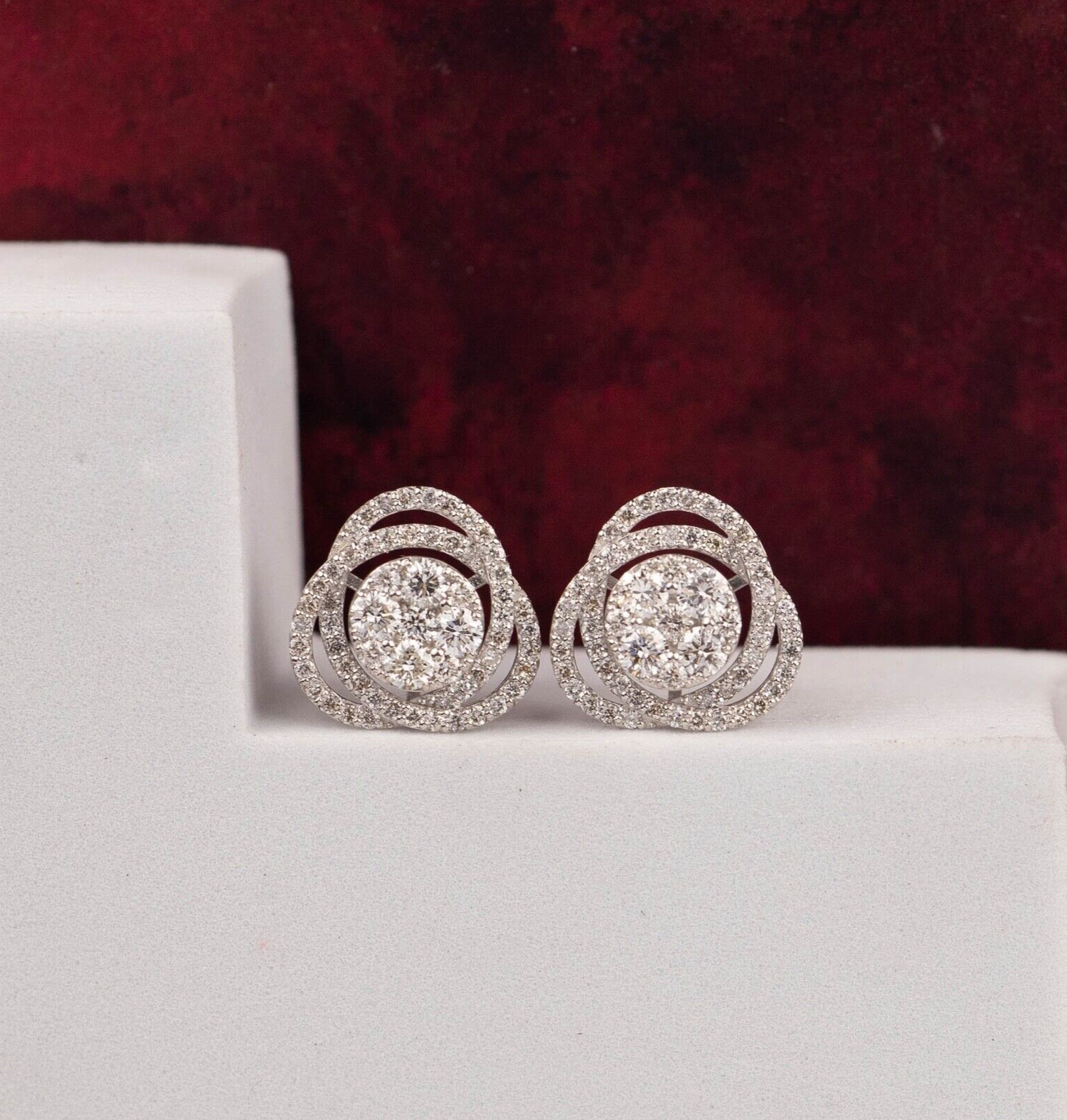 1.50 CTW Diamond Earrings 18K White Gold E885W