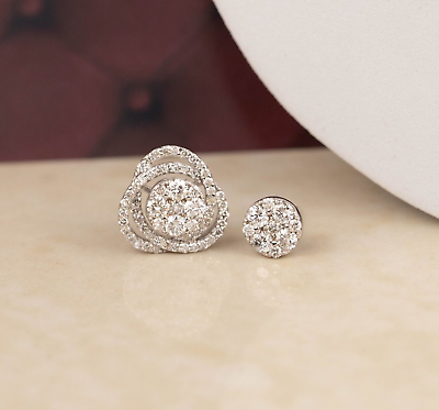 ️1.40 CTW Diamond 2-Way Earrings 18k White Gold E884W