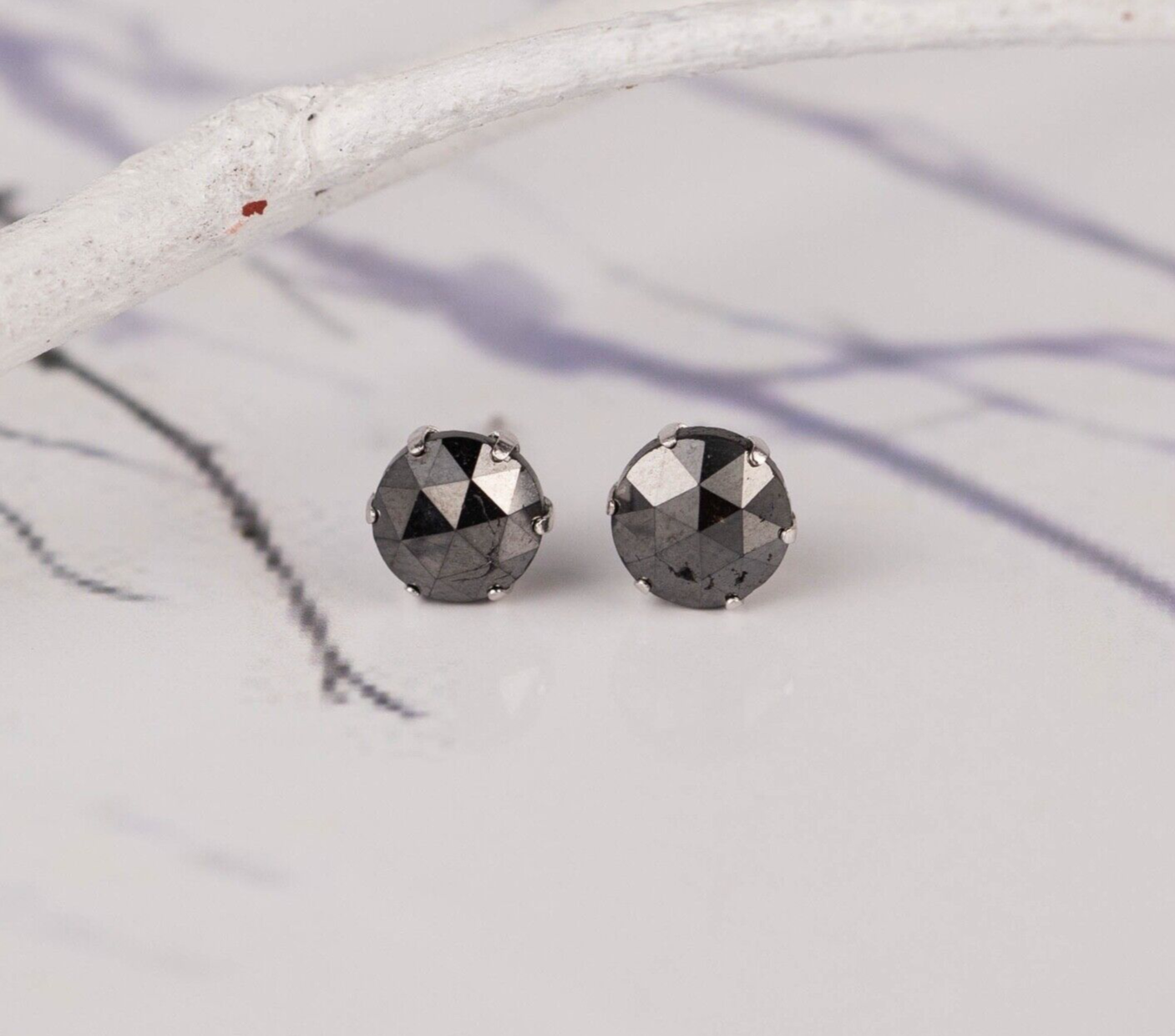 2.00 CTW Black Diamond Stud Earrings PLATINUM E852
