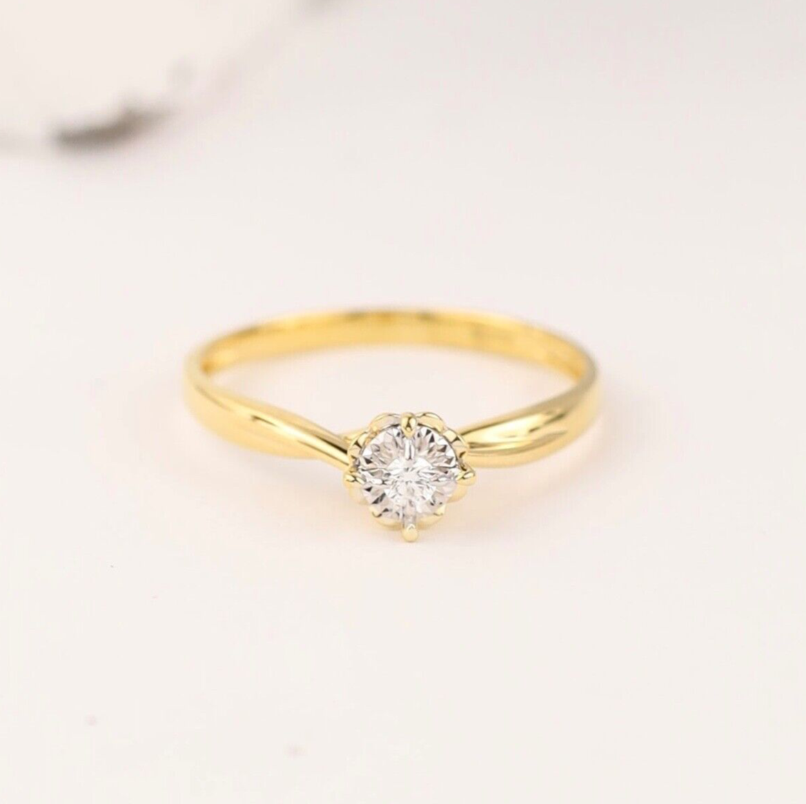 .036 Carat Diamond Engagement Ring 18k Twotone Gold ER617Y